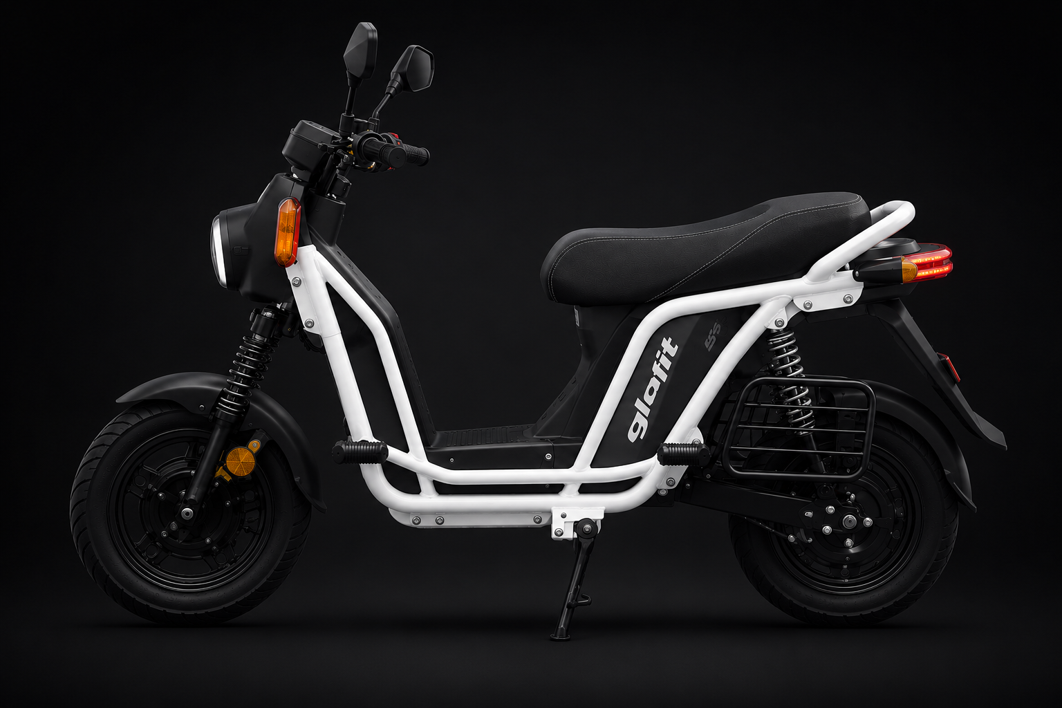 Left-side view of a white Glafit e-bike