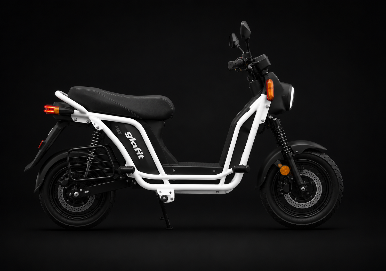 Right-side view of a white Glafit e-bike